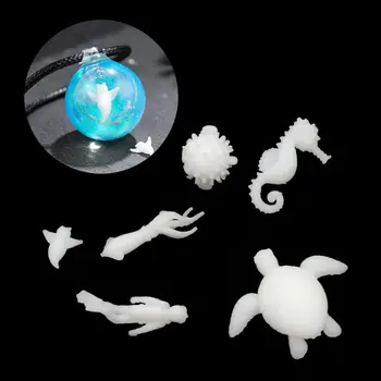 6Pcs Silikona Mini Jūras Organismu Modelēšana Bruņurupucis Kalmārs Sveķu Pelējuma Pildvielas Beach Tēma Rotas, zobu Plombas, Rotaslietu izgatavošana