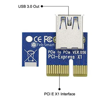 6pcs VER006C PCIe 1x, lai Express 16x Stāvvadu Grafiskā Karte pci-e stāvvadu Extender 60cm USB 3.0 Kabelis SATA, uz 6Pin Barošanas BTC ieguves