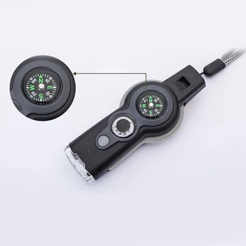 7 1. Avārijas Glābšanas Svilpe Kompass Lupa Objektīvs LED Signāla Gaismas
