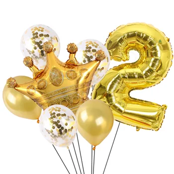 7pcs Zelta Skaits Baloni Folija Vainagu Dzimšanas dienas Balons ballon anniversaire Bērniem, Dzimšanas dienu, Kāzu Dekorēšana Bērnu Duša