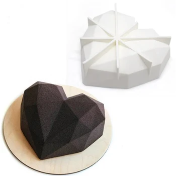 8-Dobumā 3D Dimanta Mīlestības Sirds Formas Silikona Veidnes, lai Sūklis Kūkas Uzpūtenis Šokolādes Desertu Bakeware Mīklas Veidne Pārtikas Klases