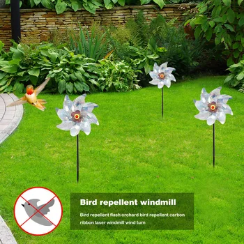 8 Lapām Putnu Repeller Vējdzirnavas Ripu PVC DIY Putnu Preventīvo Sudraba Pinwheels Piemērots Āra Dārza Zālienu, Pagalmā Apdare
