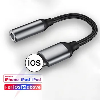 8 Pin 3,5 mm Austiņu Ligzda Kabelis priekš iPhone 12 11 iOS Pro Adapteri Neilona Pīts Kabelis Sieviešu un Vīriešu Savienotājs Audio Splitter