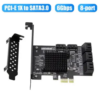 8 Portu SATA 3.0 PCIe Paplašināšanas Karti PCI Express SATA Adapteris SATA 3 Pārveidotājs ar Siltuma Izlietne, lai HDD SATA PCIE uz Windows8