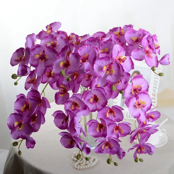 8 Vadītāji Mākslīgā Butterfly Orchid Viltus Phalaenopsis Pušķi, Nekustamo Touch Ziedi Kāzu Mājas Apdare