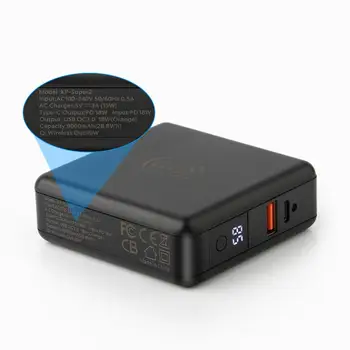 8000mAh QI Bezvadu Lādētāja Uzlādes USB Type C Ceļojumu Kontaktdakšu Strāvas Banka ar Digitālo Ekrānu iPhone 11 XsMax XR Samsung un Huawei