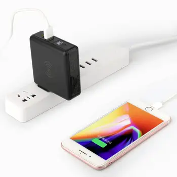 8000mAh QI Bezvadu Lādētāja Uzlādes USB Type C Ceļojumu Kontaktdakšu Strāvas Banka ar Digitālo Ekrānu iPhone 11 XsMax XR Samsung un Huawei
