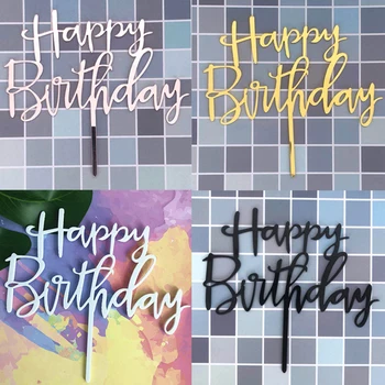 8styles Happy Birthday Cake Toppers Akrila Dzimšanas dienas svinības Desertu Dekorēšanai Cupcake Cilindrs
