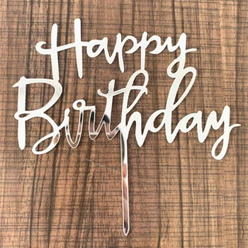 8styles Happy Birthday Cake Toppers Akrila Dzimšanas dienas svinības Desertu Dekorēšanai Cupcake Cilindrs