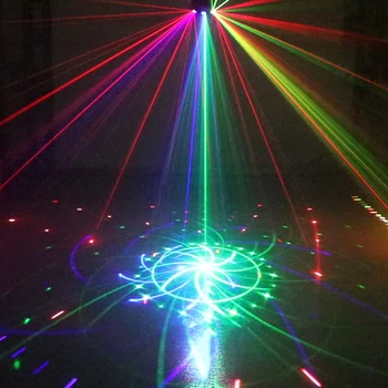9-acu RGB Lāzera Gaismu, Balts LED Strobe Modeļus Lāzera Scaning Ietekmi Brīvdienu Puse Apgaismojums ar Tālvadības pulti Disko Bārs