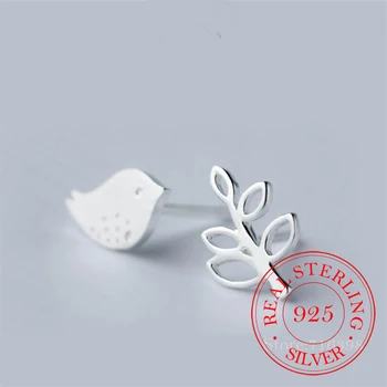 925 Sterling Silver Bird Lapu auskariem, Par Sievietes Radošo Dāmu Modes Rotaslietas pendientes