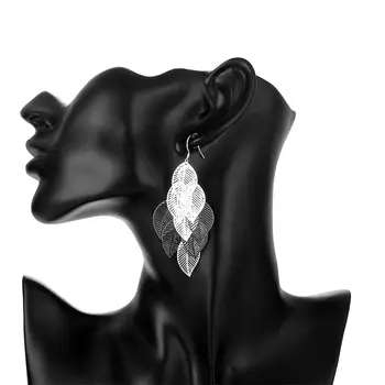 925 Sterling Sudraba Kārtojumu Dobi Lapas Pušķis Ilgi Piliens auskari Sievieti modes smalkas Rotaslietas, kāzu svinības, Svētku dāvanu