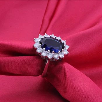 925 Sterling Sudraba Saule Ziedu Gredzens Sieviešu Lixury Modes Red/Blue Zircon Klasiskās Rotaslietas Puse Dāvana Sieviešu Iesaistīšanās Dāvanas