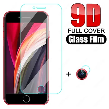 9D Caurspīdīgs Rūdīts Stikls iPhone 7 8 6 6S Plus Stikla Kameras Objektīvs Ekrāna Aizsargs iPhone 8 7 6 SE 2020 Aizsardzības Plēves