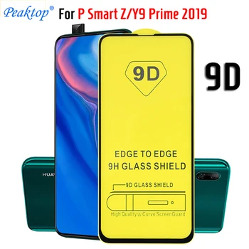 9D Rūdīta Stikla, Uz Huawei P Smart Z 6.59 Pilns Pārklājums 9H sprādziendrošas filmu Ekrāna Aizsargs, Lai Y9 Ministru 2019 Y 9 2019