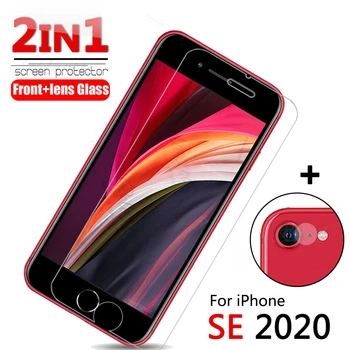 9H aizsardzības stiklu iphone se 2020. gadam se2 2-in-1 rūdīta stikla objektīva filmu ekrāna aizsargs, par aifon se 2. drošības stikls