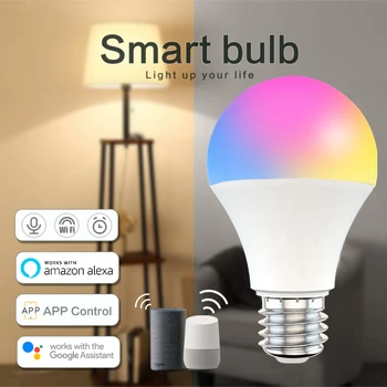 9W WiFi Smart Spuldzes E27 B22 LED RGB Lampa Strādā Ar Alexa/Google Home 220V/110V RGB+PKT Aptumšojami Taimera Funkcija Magic Spuldzes