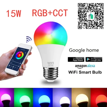 9W WiFi Smart Spuldzes E27 B22 LED RGB Lampa Strādā Ar Alexa/Google Home 220V/110V RGB+PKT Aptumšojami Taimera Funkcija Magic Spuldzes