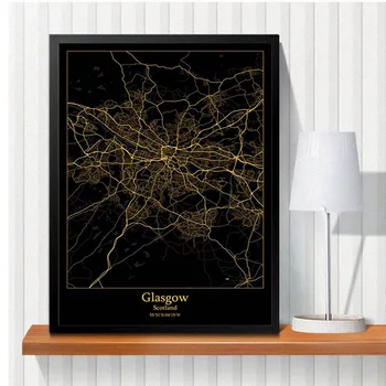 Aberdīna Dundee Edinburgā, Glāzgovā Inverness DIY Dimanta Krāsošana 5D Melnā Zelta Skotijas Kartes Dimanta Izšuvumi Mājas Dekoru