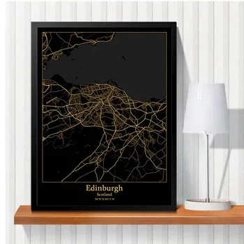 Aberdīna Dundee Edinburgā, Glāzgovā Inverness DIY Dimanta Krāsošana 5D Melnā Zelta Skotijas Kartes Dimanta Izšuvumi Mājas Dekoru