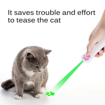 AIRMSEN Pet Cat Toy USB Lādējamu Lāzera Rādāmkociņš UV Lukturīti 5 Modeļus LED Projekcijas Lāpu Multi-Pattern Funny Kaķis Stick