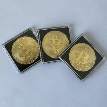 Akrila Laukums gadījumā Paketi Suvenīru Zelta Pārklājumu Bitcoin Kolekcionējamus Dāvanu Mākslas Kolekcija Fizisko Piemiņas Monētas Kopija