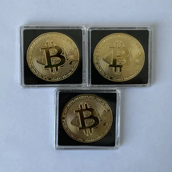 Akrila Laukums gadījumā Paketi Suvenīru Zelta Pārklājumu Bitcoin Kolekcionējamus Dāvanu Mākslas Kolekcija Fizisko Piemiņas Monētas Kopija