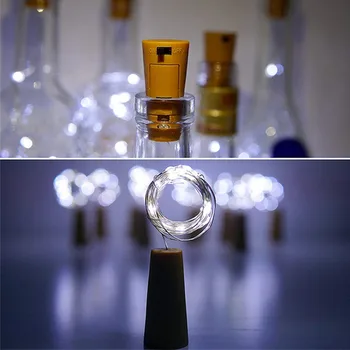 Akumulatora Barošanu Vainags Vīna Pudele Lukturi ar Korķa 10-30 Led Vara Stieples Krāsains Pasaku Gaismas Stīgu Partiju Kāzu Dekori