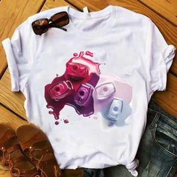 Akvarelis Nagu laka Grafikas Drukas T Krekls Sievietēm Kravu Izmērs S-3XL O-veida Kakla Īsām Piedurknēm Tees Vasaras T-Krekls Ins Ikdienas Topi