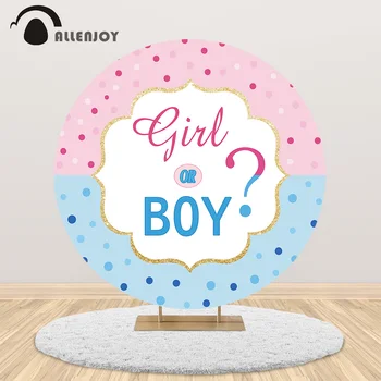 Allenjoy dzimumu atklāt kārtas izcelsmi, zēns vai meitene rozā, zilā punkta fotogrāfija backdrops baby dušas kārta pielāgotus galda pārvalki