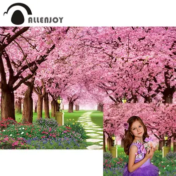 Allenjoy Pavasara Dārza Fonu Pasaku Meitene Ķiršu Ziedu Koks, Bērnu Dušas, Dzimšanas Dienas Apdare, Foto Studija Banner Fona