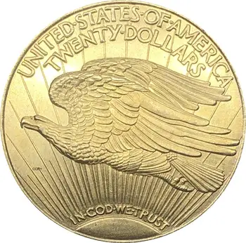 Amerikas Savienotās Valstis Brīvības 1909 D Divdesmit 20 Dolāru Saint Gaudens Double Eagle Ar Moto: Jo Dievs Mums Uzticas Zelta Monētu Kopijas
