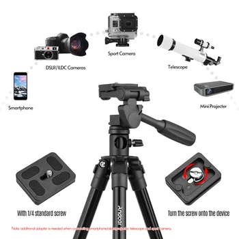 Andoer Video Statīva Horizontāli Mount lieljaudas Kameras Statīvs spoguļkameras Videokameras Mini Projektors Canon Nikon Sony