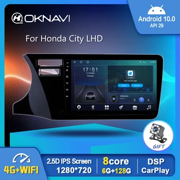 Android 10.0 Auto Radio Multimediju Video Priekš Honda City LHD 2016 2017 GPS Serero Carplay USB DVR 6G 128G no 2 din DVD