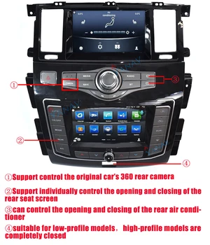Android Jaunākās divu Ekrānu Auto Radio Nissan Patrol Y62 Infiniti QX80 /QX56 2012-2021 Auto Stereo Video Multimediju Atskaņotājs