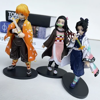 Anime Demon Slayer Attēls Kamado Tanjirou Nezuko Darbības Rādītāji 16cm Modelis Rotaļlietas Zenitsu Statuetes Inosuke Kimetsu Nav Yaiba Figura