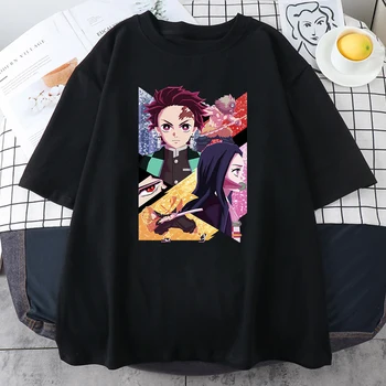 Anime Demon Slayer Raksturs Drukāt Sieviešu Tshirts Īsām Piedurknēm Mīksto Apģērbu Modes Stila T-Krekli Elpojošs Lielajam Tshirt