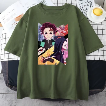 Anime Demon Slayer Raksturs Drukāt Sieviešu Tshirts Īsām Piedurknēm Mīksto Apģērbu Modes Stila T-Krekli Elpojošs Lielajam Tshirt