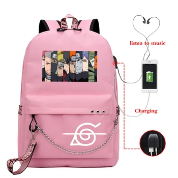 Anime Skolas Bagpack Akatsuki Itachi Sharingan Bookbag Jaudas Skolas Soma Zēniem un Meitenēm Bērnu Mugursoma Zēni USB Klēpjdatora Soma Pack