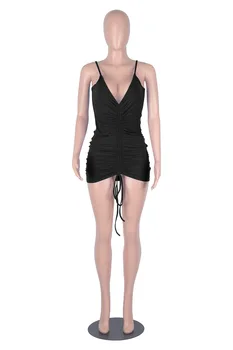 ANJAMANOR Sexy Vasaras Aukliņu Mini Apsēju Kleitas Sievietēm Ir 2021. Klubs Valkāt vienkrāsainu Siksna Bodycon Vestido D36-BF17