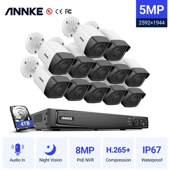 ANNKE 16CH 5MP H. 265+ HD PoE Tīkla Video Drošības Sistēmas 12pcs 2.8 MM IP67 Āra POE IP Kameras Plug & Play PoE Kameras Komplekts
