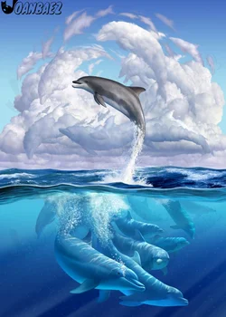 Anotācija Jūras Dzīvnieku Delfīnu Dimanta Krāsošana 5D Diy Sienas Mākslas Tropu Zivis Dimanta Izšuvumi Inkrustēts Mājas Telpu Dekorēšana Dāvanu