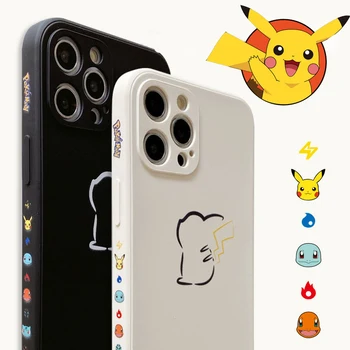 Anti-fall Pokemon Pikachu Phone Gadījumā IPhone11 11pro 12 12pro Iphone7 8P X XS XR XSMAX Cute Karikatūra Silikona Gadījumā Pāriem