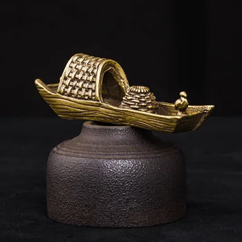 Antīka Misiņa Nojumi Laivu Miniatūras Figūriņas Rotājumi Tīra Vara Ūdens Transportlīdzekļa Skulptūru Office Desktop Apdare Kuģiem
