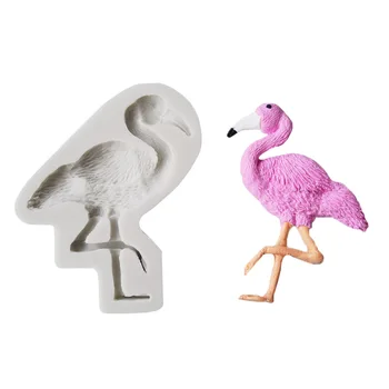 Aouke Flamingo Silikona Apdares Veidnes Kūka Silikona Veidnē Sugarpaste Konfektes, Šokolādes Gumpaste Māla Pelējuma Q057