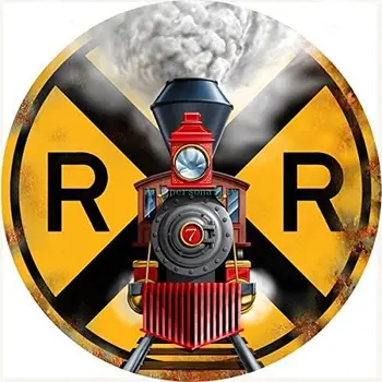 Apaļa Metāla Signāls,Vilciena Signālu Dzelzceļa Šķērsojums,Vintage bundžai Zīme Nostalgic Smieklīgi Dzelzs Krāsošana Plāksne 12x12 Collas