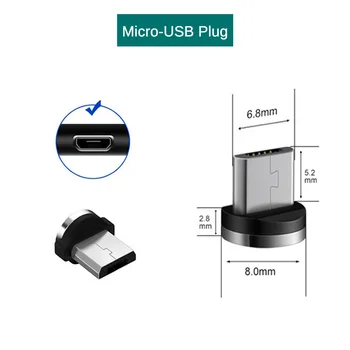 Apaļā Magnētisko Micro USB Uzlādes Adapteri Huawei P Smart 2020 P8 P10 Lite Mate 8 Baudīt 6 9 10 Y5 Y6 Y7 Y9 Mikro Plug Kabeli