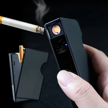 Apkures Vadu Šķiltavas Cigarešu etvija Universālā Cigarešu Lietā Radošo Uzlādes ar USB piepīpētāja Smēķēšanas Piederumi