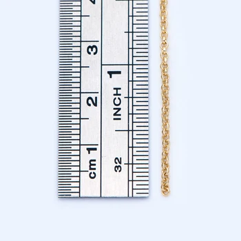 Apzeltīts Misiņš Ķēdes 1.6 mm, Apaļš Saistīti Ķēdes, DIY Ķēdes Vairumtirdzniecība (#LK-347)/ 1 Metrs=3.3 ft