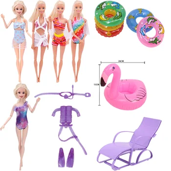 Apģērbu 11.5 Collu Bērnu Lelles Bikini Un Peldēšana Gredzens & Beach Krēslu Piederumi Meitenes Rotaļlietas, Dāvanas